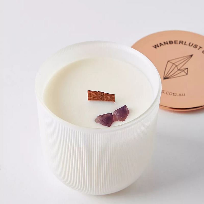 Mórdhíol Marmar Só Grianchloch Lógó Shiny Infused Gem Chakra Coinnle Céir Soighe Scented Aromatherapy