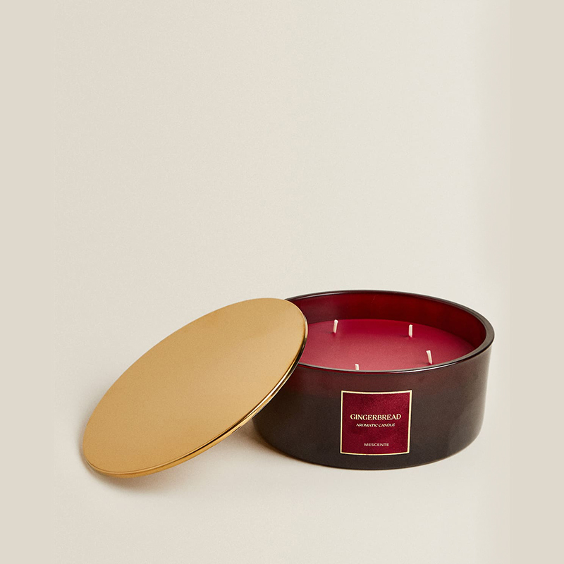 M&Scent Só an Chustam 3 Wicks Coinnle Lipéad Príobháideach Pearsantaithe Coinneal Scented Gloine Neamhlonrach Dubh