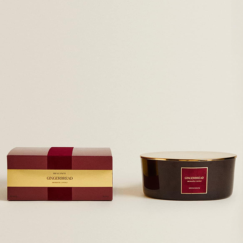 M&Scent Só an Chustam 3 Wicks Coinnle Lipéad Príobháideach Pearsantaithe Coinneal Scented Gloine Neamhlonrach Dubh
