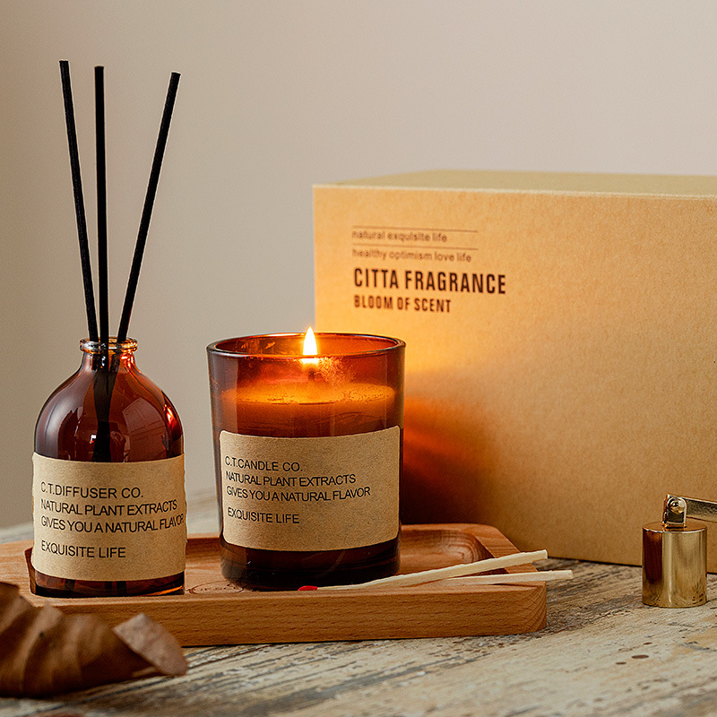 M&Scent diffuser giolcach tí decor só agus coinneal cumhra socraithe le pacáistiú bosca