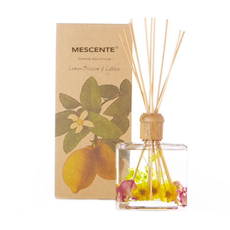 Mórdhíol Só Ardchaighdeáin Saincheaptha Lipéad Príobháideach Flower Sola Wood Aroma Reed Diffuser Le Bosca
