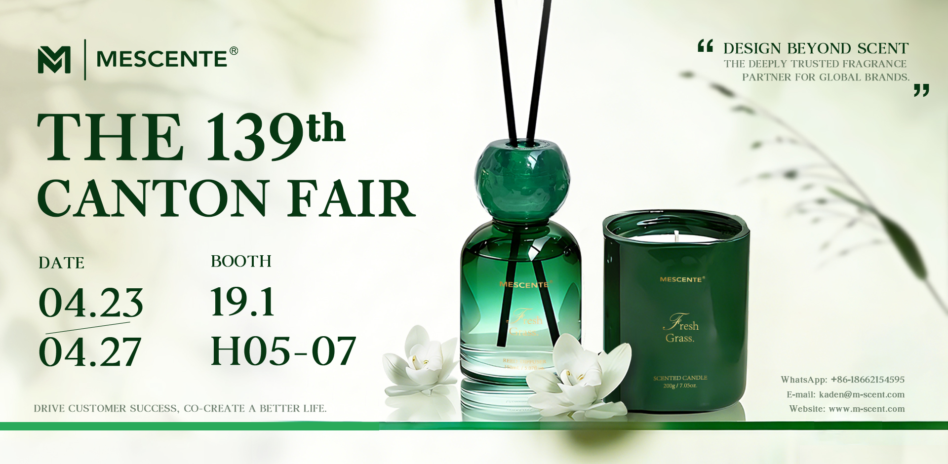 MESCENTE chun Taispeántas ag an 139ú Canton Fair, ag tabhairt cuireadh do Chliaint Dhomhanda Cruthuithe Cumhráin Nua a Iniúchadh