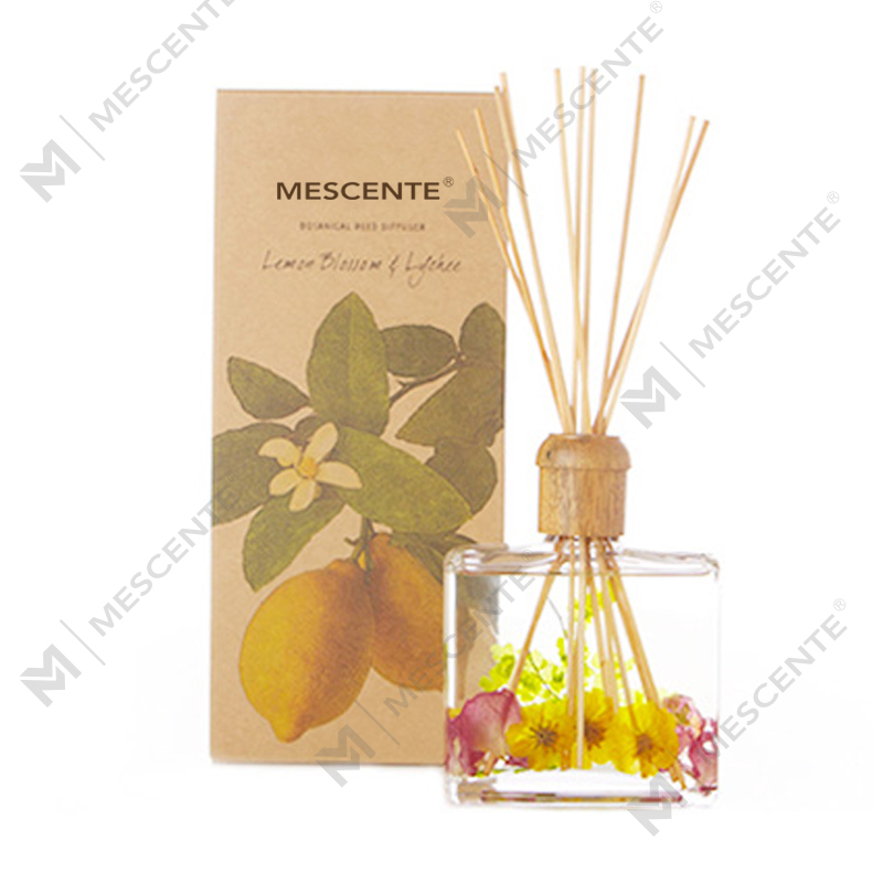 Mórdhíol Só Ardchaighdeáin Saincheaptha Lipéad Príobháideach Flower Sola Wood Aroma Reed Diffuser Le Bosca