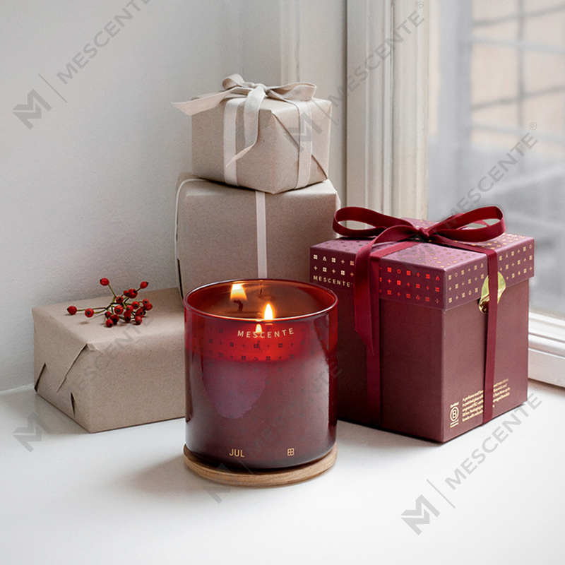 Coinnle Céir Soighe Scentáilte Nollag Lámhdhéanta Saincheaptha M&Scent le Bosca Bronntanais