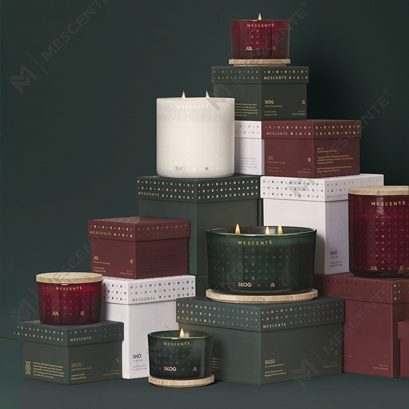 Coinnle Céir Soighe Scentáilte Nollag Lámhdhéanta Saincheaptha M&Scent le Bosca Bronntanais