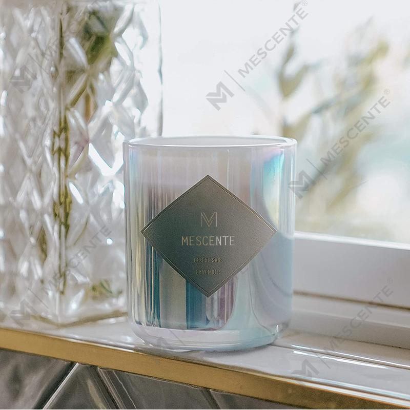Folamh Frosted Clear Gloine Prócaí Coinneal Bán Dubh Wick Le Lid