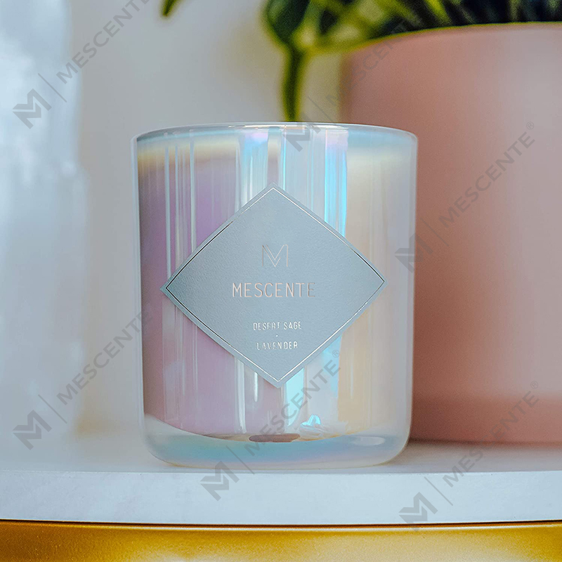 Folamh Frosted Clear Gloine Prócaí Coinneal Bán Dubh Wick Le Lid