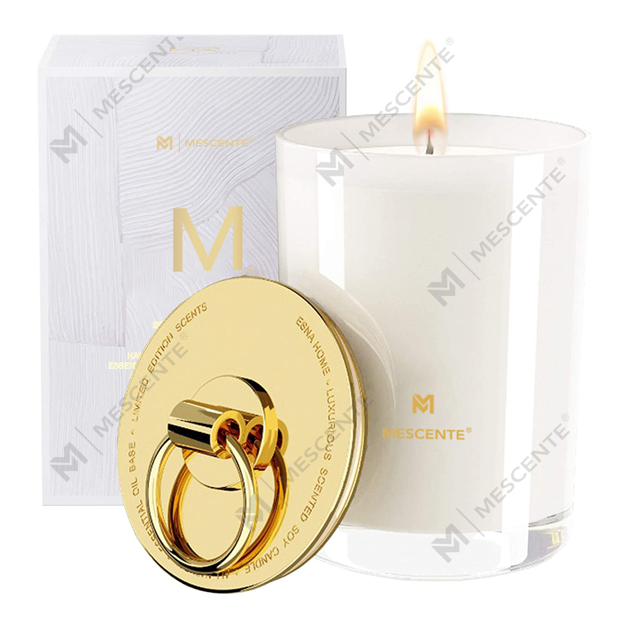 M&Scent Só Bán Céir Soighe Lógó Coinnle Scented Bainise Pearsantaithe, Coinneal Campa an Chustaim