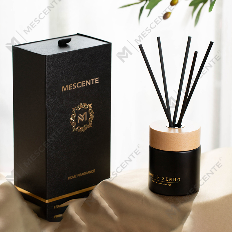 Cumhrán Buidéal Dubh M&Scent Ola Diffuserthóir Aroma Giolcach, Cumhrán Téalainne Tacar Bronntanais Giolcach Diffusers