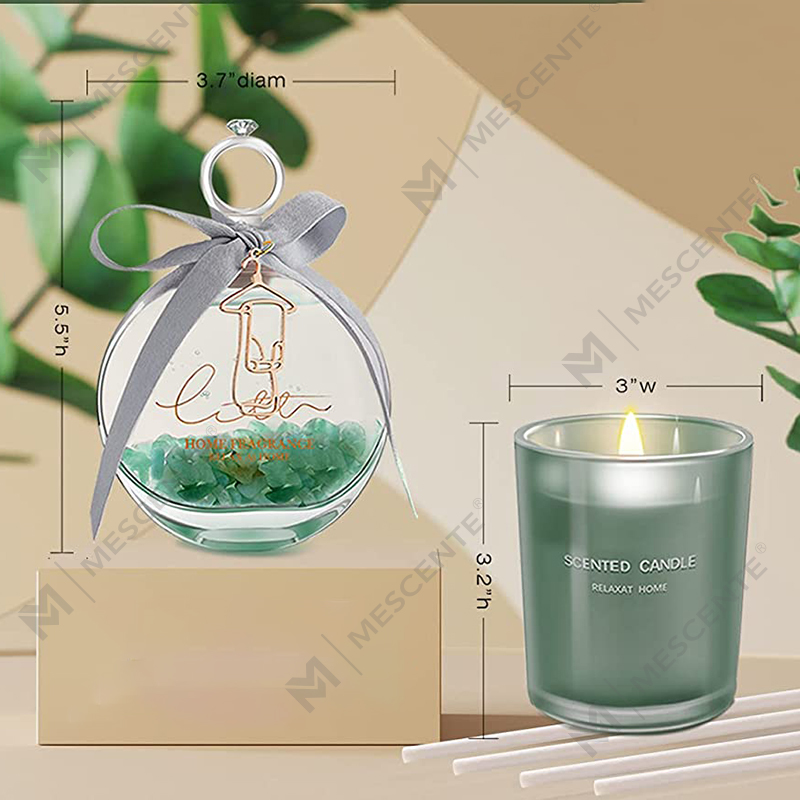 M&S cent Lemon Basil Scented Ola Giolcach Difuser agus Bronntanais Coinnle Scented le Bataí don Bhaile