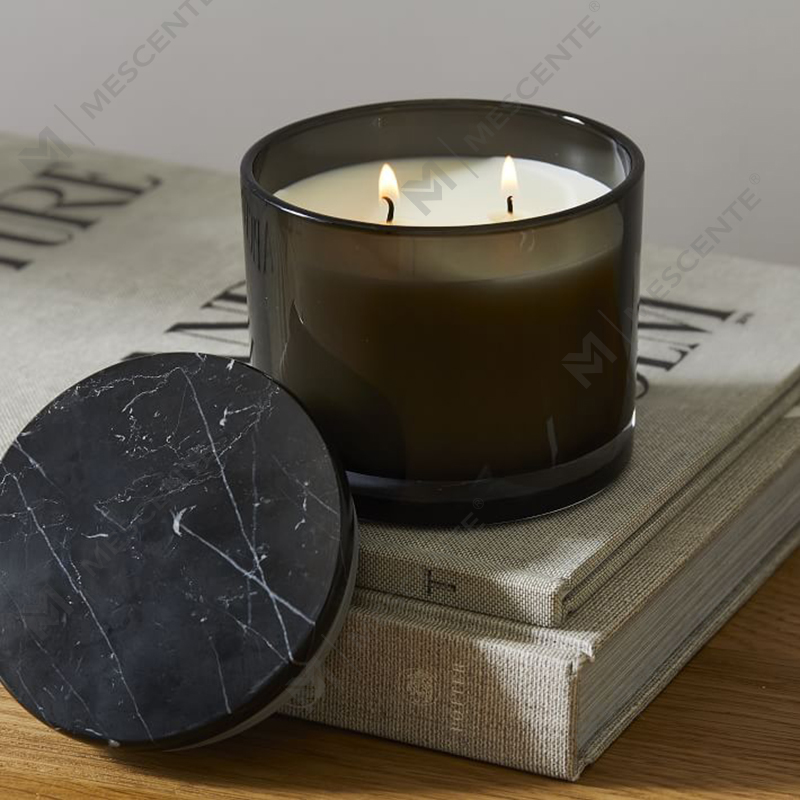 Só Mórdhíola Íseal Moq Gan Lipéad 2 Coinneal Lidded Marmar Vitrina Wick