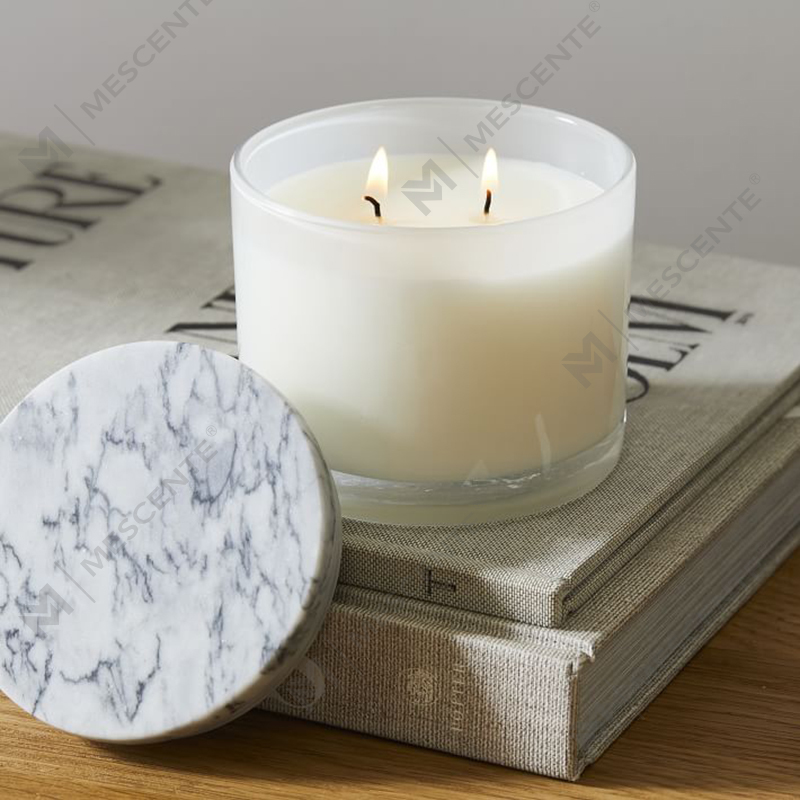 Só Mórdhíola Íseal Moq Gan Lipéad 2 Coinneal Lidded Marmar Vitrina Wick