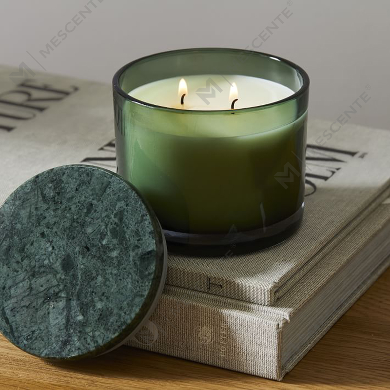 Só Mórdhíola Íseal Moq Gan Lipéad 2 Coinneal Lidded Marmar Vitrina Wick
