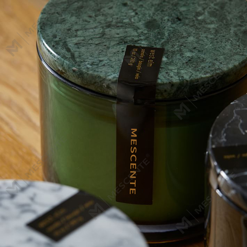 Só Mórdhíola Íseal Moq Gan Lipéad 2 Coinneal Lidded Marmar Vitrina Wick