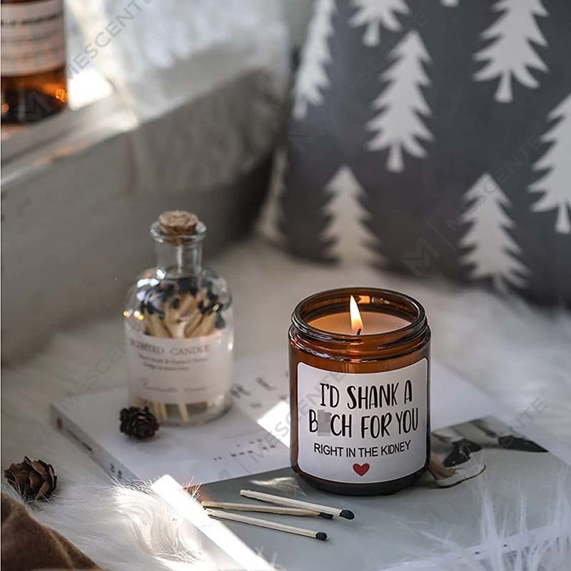 M&Boladh 100% Céir Nádúrtha Coinnle Scented Nollag le haghaidh Tacar Bronntanais Baile, Coinnle Scented I bPróca Gloine Le Clúdach Miotail