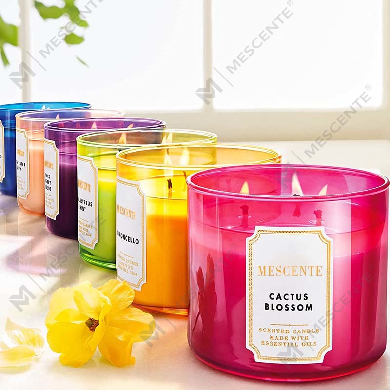 M&Boladh Lámhdhéanta 3 Bhronntanas Coinneal Céir Soighe Scent Jasmine Nádúrtha, Lipéad Príobháideach Coinnle Criostail Aromatherapy