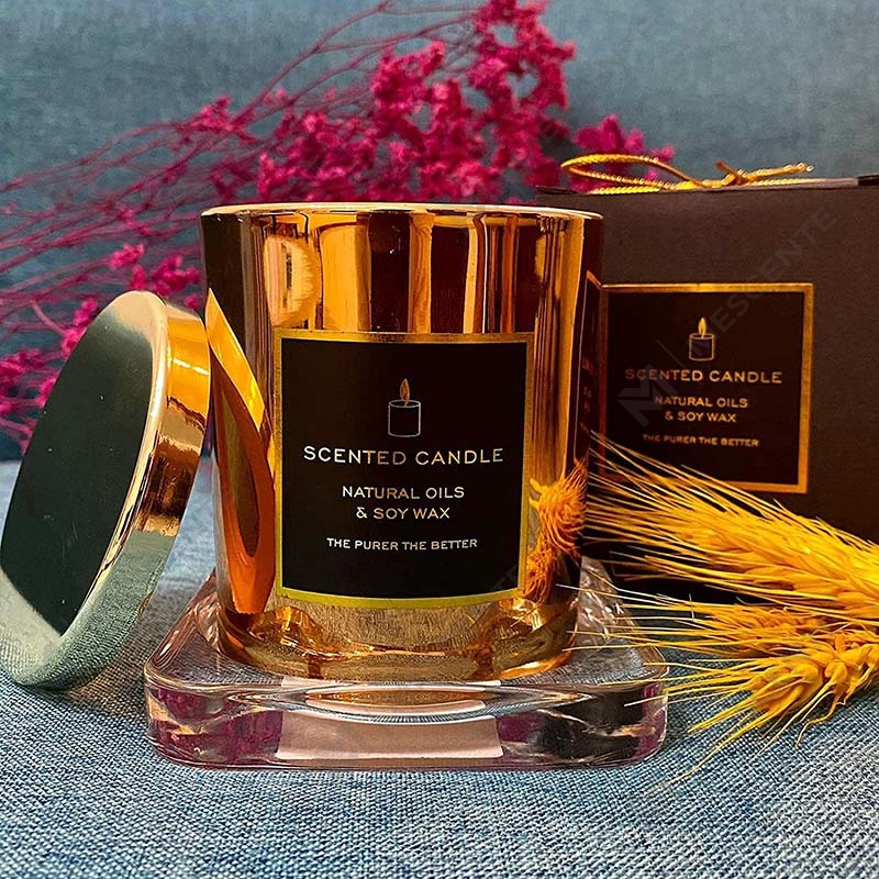 Soy Nádúrtha Scórúil An-láidir le boladh Órga Miotal Órga Próca Gloine Rose Gold ag Scíth Coinneal cumhartheiripe