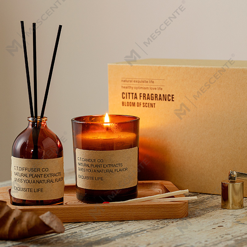 M&Scent diffuser giolcach tí decor só agus coinneal cumhra socraithe le pacáistiú bosca